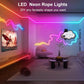 Back view of the RGB neon LED strip showing the adhesive peel and stick backing