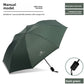 Emerald green folding sun and rain umbrella with black coated canopy