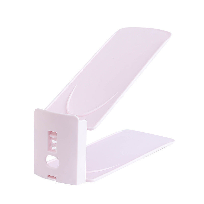 Pink double layer plastic shoe slot organizer with adjustable height back bracket