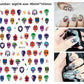 Halloween nail art with cartoon skeleton and monster face designs