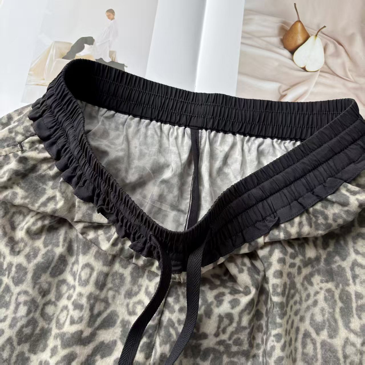 Casual Straight-Leg Leopard-Print Pants
