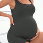 Navy blue maternity seamless romper front view showing the one piece fit