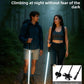 Carbon steel tip and removable snow tray of the LED trekking pole shown up close