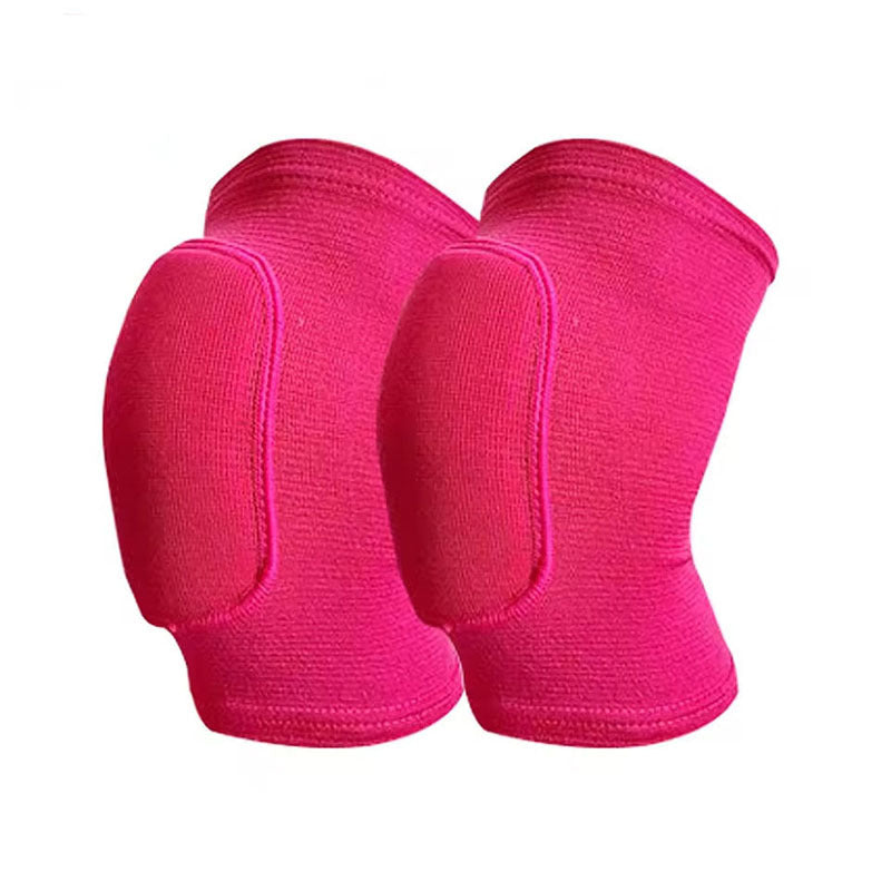 Rose red dance knee pads with sponge pad, pair on white background, size L variant