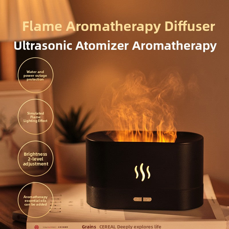 Black oval ultrasonic diffuser with two front control buttons and a wavy mist icon