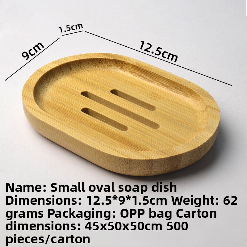 Small oval bamboo soap dish with three slots, 12.5 x 9 x 1.5 cm, about 62 g