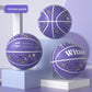Purple cartoon panda rubber basketball for children on a pastel purple studio set