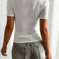 Back view of white slim fit short sleeve top