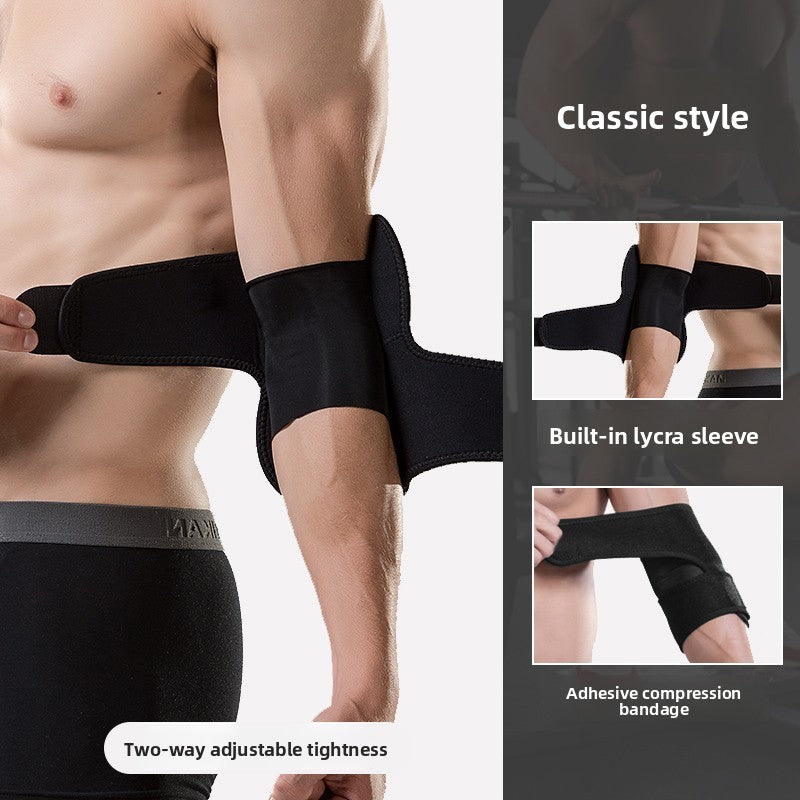 Elbow wrap folded to show its soft fabric and mesh build without a rigid shell