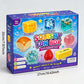 Blue Squishy Fun Box carton shown with its printed measurements, 27 cm wide by 20 cm tall