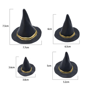 Miniature witch hat ornament in moulded PVC with a contrast band, in black, purple or orange