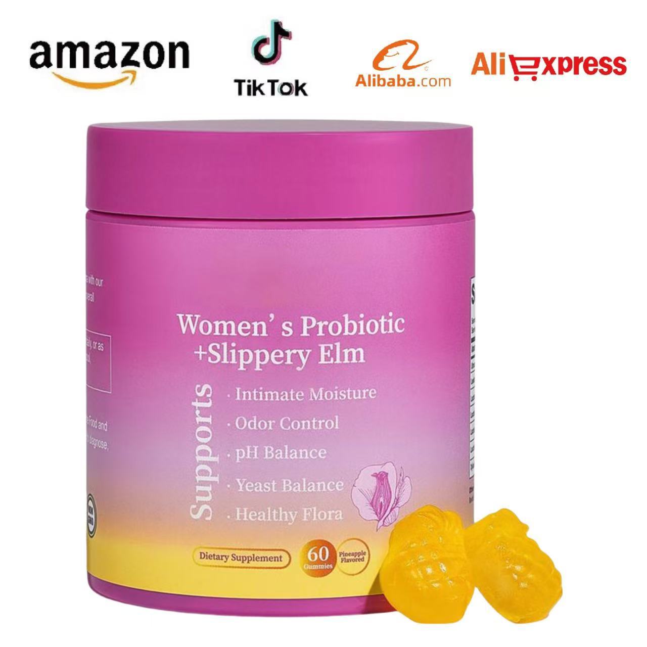 Women's probiotic pineapple capsules, front view of the supplement pack
