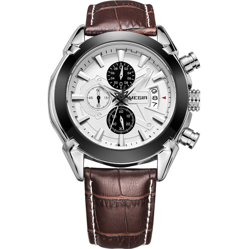 Megir Multifunctional Mens Quartz Watch | macro material texture detail