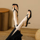 Square-Toe Kitten Heel Sandals | side profile angle shot
