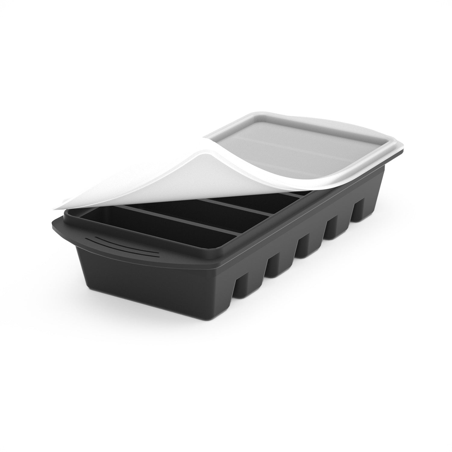 Flexible platinum silicone ice cube tray in a large cube layout for the home freezer