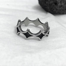 Mens Retro Diamond Pattern Stainless Steel Band Ring