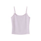 Slim fitted stretch knit camisole cropped to the waist on a model