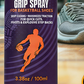 Close view of the basketball shoe grip spray bottle label and player graphic
