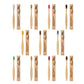 Close view of soft nylon bristles on a natural bamboo toothbrush handle