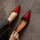 Cowhide Retro Pointed Toe Sandals | side profile angle shot