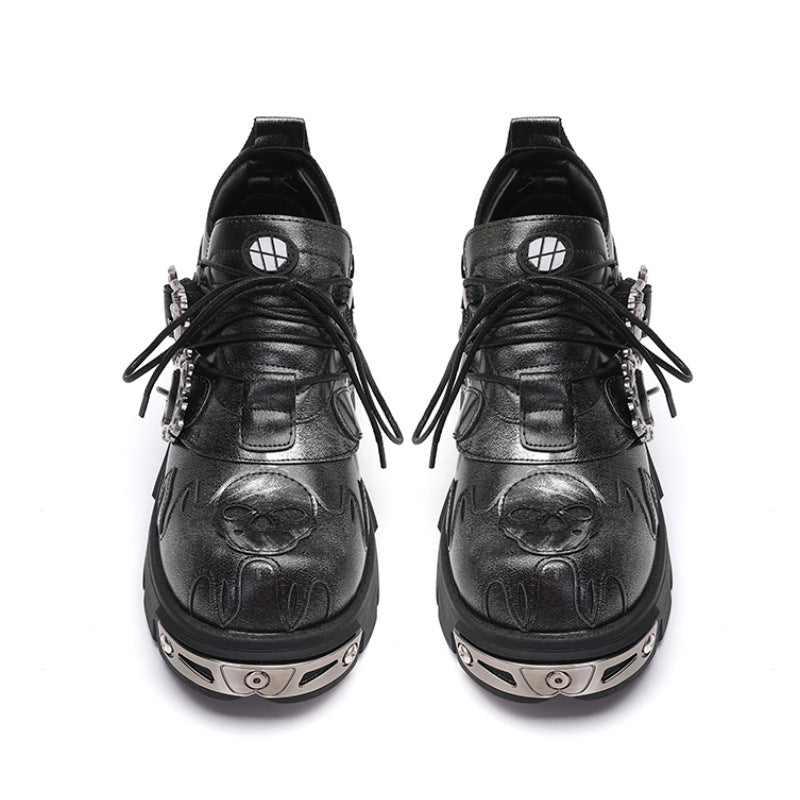 Low-top platform leather shoes