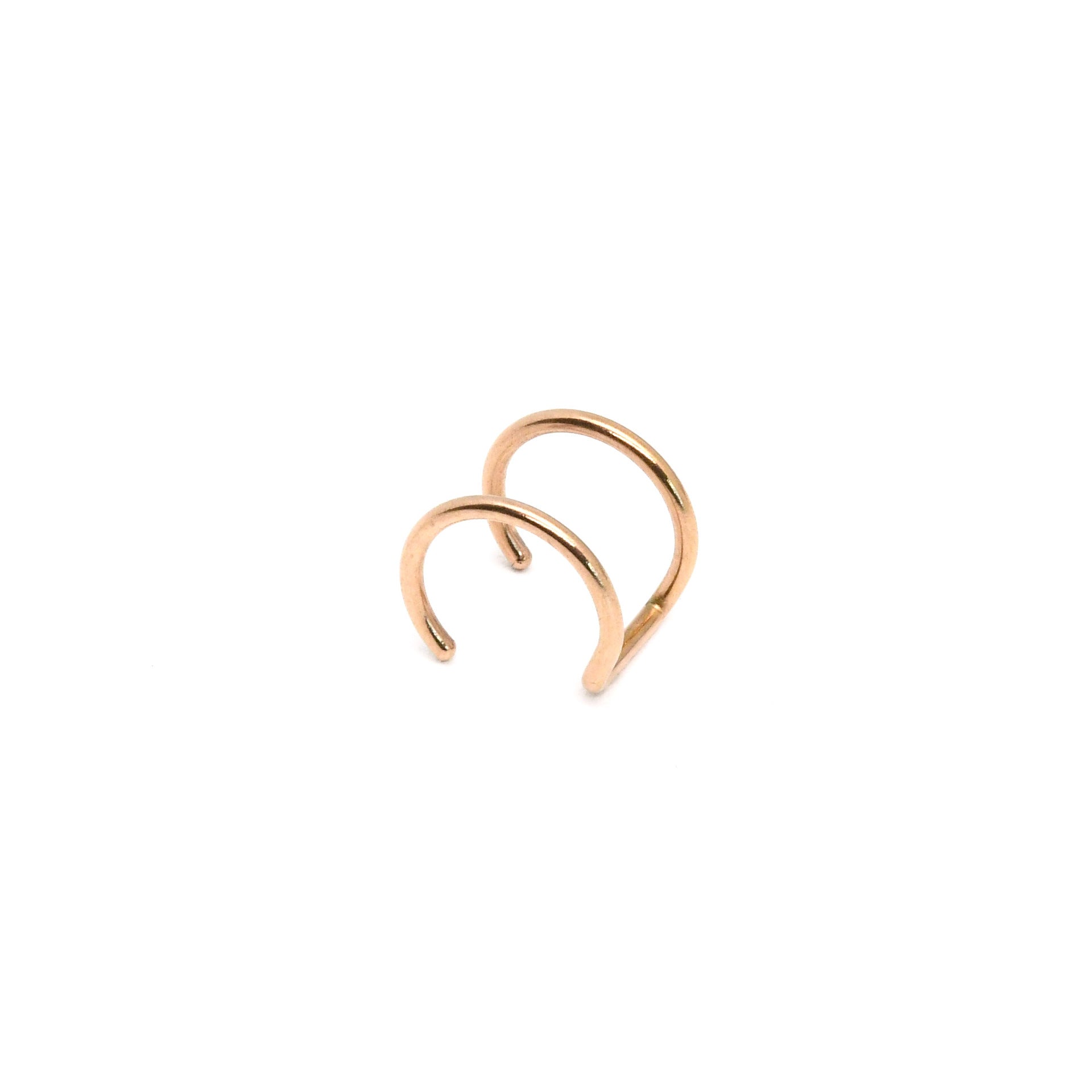 Gold double line non pierced ear cuff clipping onto the ear rim