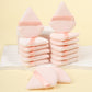 Makeup sponge set with teardrop and olive foam blenders and soft velvet powder puffs