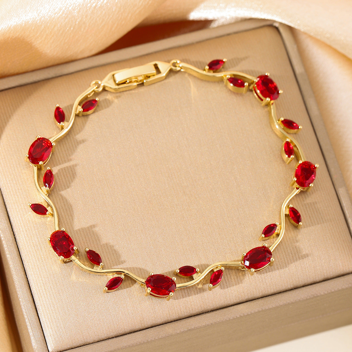 Zircon Gold Plated Leaf Design Bracelet | travel friendly carry scenario