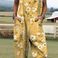 Womens digital print overall jumpsuit with adjustable button shoulder straps