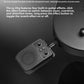 Black JOYO plug in guitar amp with tone and volume knobs and an effect button, angled view