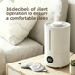 Cool mist humidifier on a nightstand beside a lamp in a bedroom