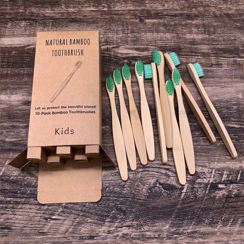 Soft-bristled bamboo toothbrush set | on a clean studio background
