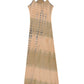 Khaki dress worn in a relaxed daytime moment with soft fabric drape