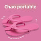 Foldable travel flip flop moulded from EVA in a single colour, strap and deck in one piece