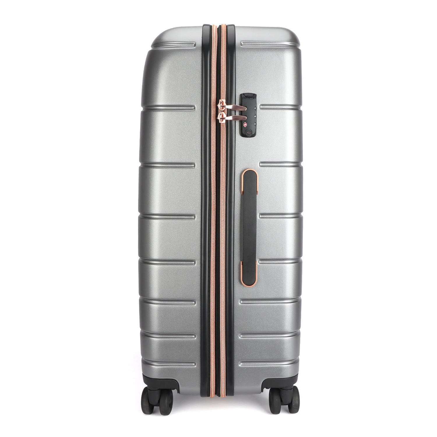 Luggage case shown beside hand for scale reference