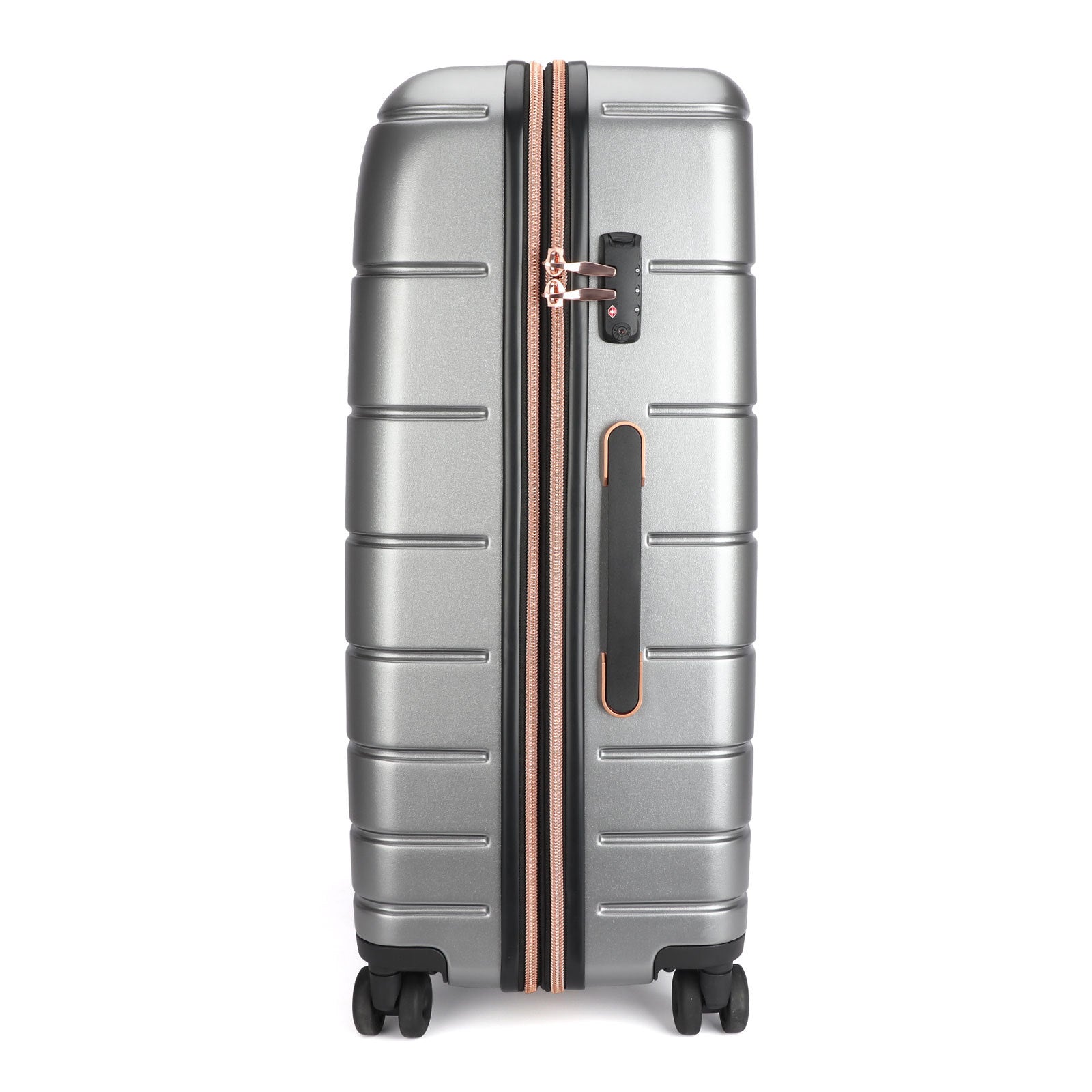 Luggage case shown beside hand for scale reference