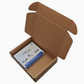 Open kraft mailer box with a boxed item shown for scale, not included, 16*12*4CM option