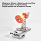 Hinge punch jig with a wide orange rubber clamp head and lever on a plain light grey background