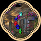 Dog paw LED figures glowing in several colors, hanging from a solar lamp head, black housing option