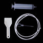 4pcs Bagged option: syringe, scraper, white tube and plug pin on a black background
