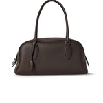 Leather shoulder handbag front view showing the structured body