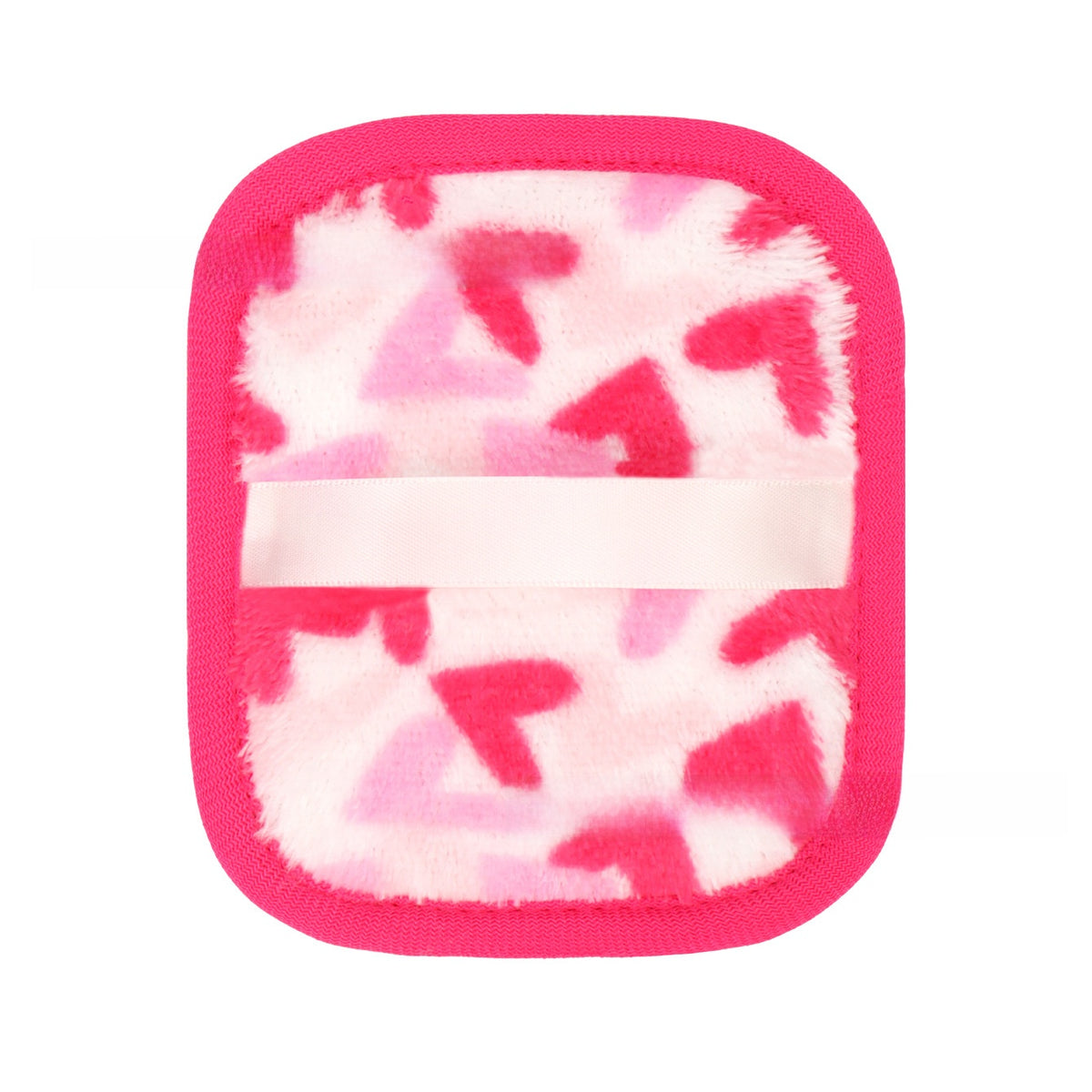 Reusable makeup remover pad shown flat with the plush face up on a plain background