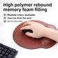 Close view of the soft memory foam wrist bolster on a leather look mouse pad