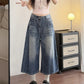 Womens Wide-Leg Cropped Denim Jeans