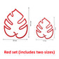 Red monstera leaf plant clips, large 13.5 by 10 cm and small 8 by 6.7 cm, option Red