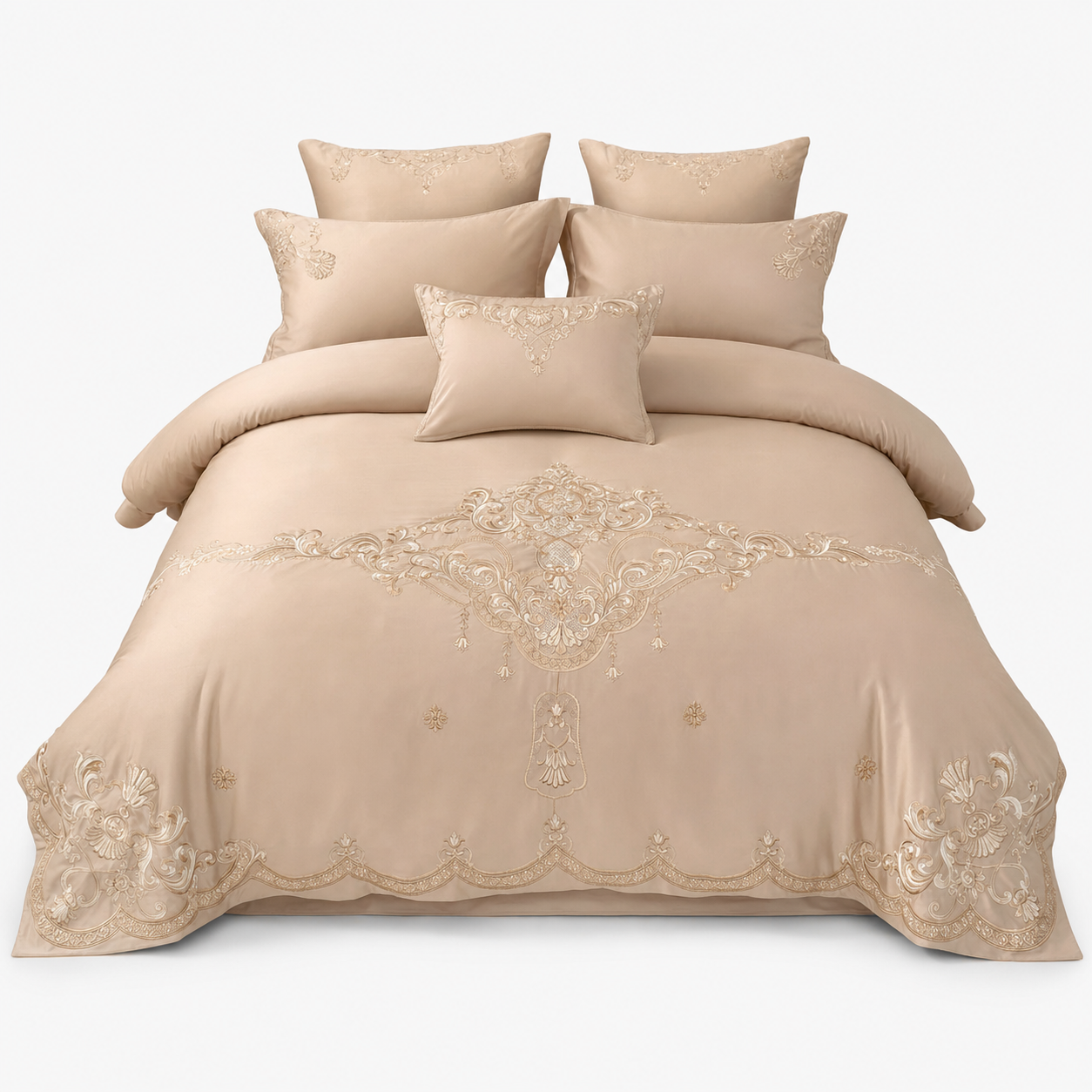 Pure cotton sateen weave catches morning bedroom light
