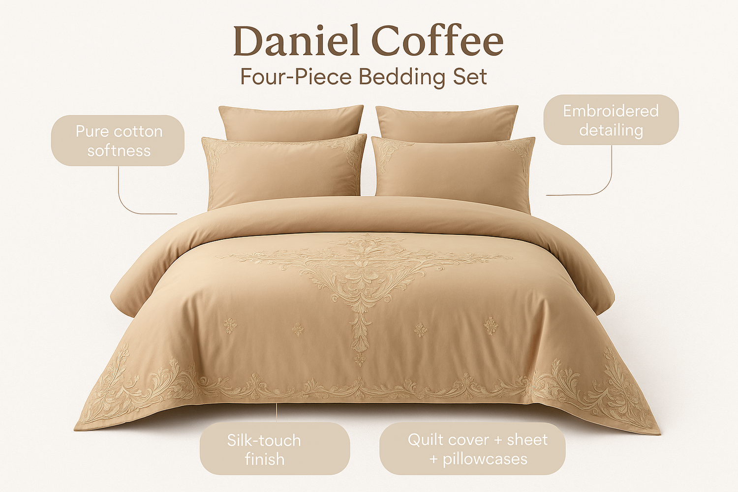 european high end luxury embroidered wedding four piece set of pure cotton bed sheetss washed silk quilt cover wedding b 5