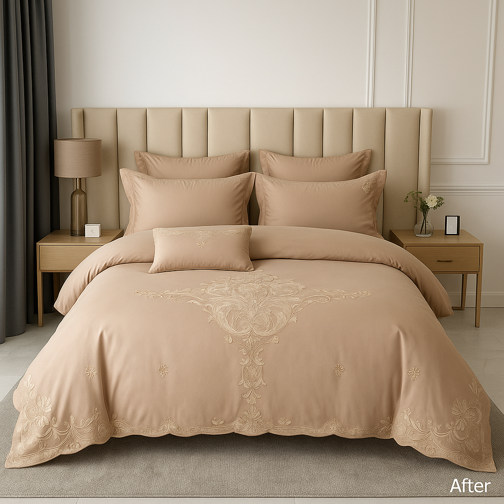 european high end luxury embroidered wedding four piece set of pure cotton bed sheetss washed silk quilt cover wedding b 9