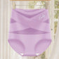 High waisted seamless shaping brief with crossed sheer mesh front panels