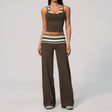Brown Stripe Tank + Pants